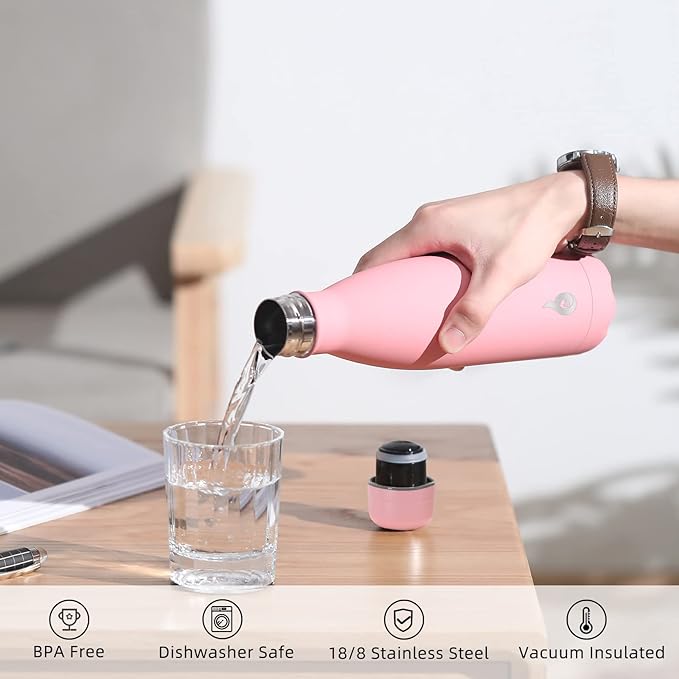 BJPKPK Stainless Steel Water Bottles 17oz Insulated Water Bottle Dishwasher Safe Sports Water Bottles for Travel-Turquoise