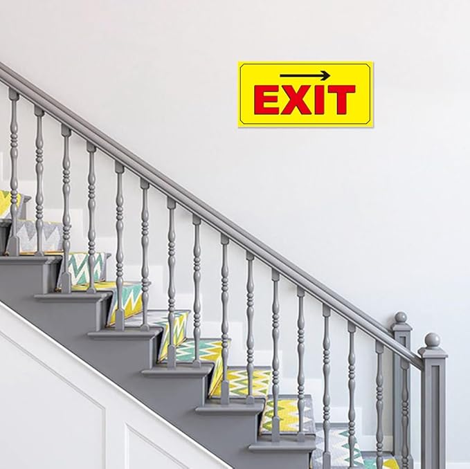 Bright Colored Exit Sign Stickers - 4 Pack 12" × 6" - Self Adhesive Vinyl Exit Signage Waterproof and Fade Resistance for Office Workplace School Indoor & Outdoor Guidelines