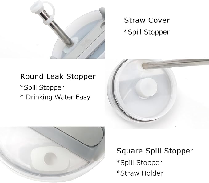 Silicone Spill Stopper Set of 4, Compatible with Cup 2.0 40oz, Tumbler Accessories, Including 4 Straw Cover Cap, 4 Square Spill Stopper and 4 Round Leak Stopper