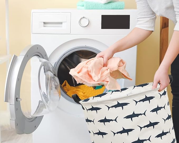 Kids Laundry Hamper,Canvas Shark Hamper Collapsible Boys Storage Baskets for Shark Room Decor,Nursery Hamper,Toy Organizer,(Shark)