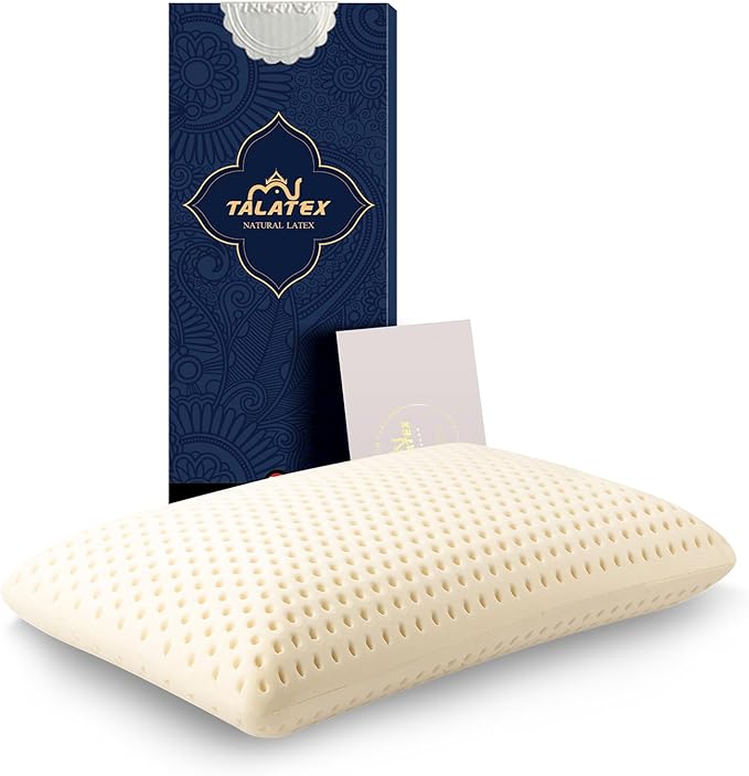Talatex Talalay 100% Natural Premium Latex Pillow, Helps Relieve Pressure, No Memory Foam Chemicals, Perfect Package Best Gift with Removable Tencel Cover (Medium Firm, King(32.5"ร15.7"ร5.9"))