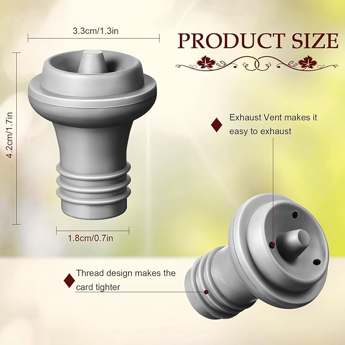 Honoson Wine Stopper Resealable Wine Pump Vacuum Stoppers Vacuum Wine Stopper Silicone Wine Saver Stoppers Practical Wine Saver Stoppers for Kitchen Supplies Wine Bottle Tools (Grey, 24 Pieces)