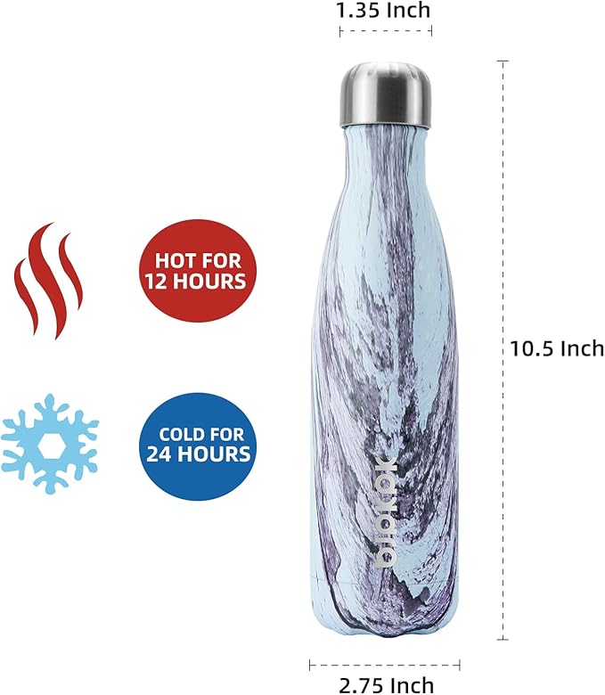 BJPKPK Stainless Steel Water Bottles, 17 oz Metal Insulated Water Bottle Reusable Travel Sports Thermal Water Bottle -Lily Wood Graphics
