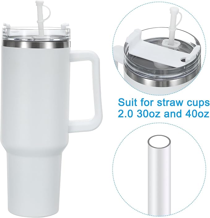 PATIKIL Silicone Spill Stopper for Straw Cup 1.0 40oz/ 30oz, Set of 3 Tumbler Accessories Including 1 Straw Cover Cap, 1 Square Spill Stopper and 1 Round Leak Stopper, White