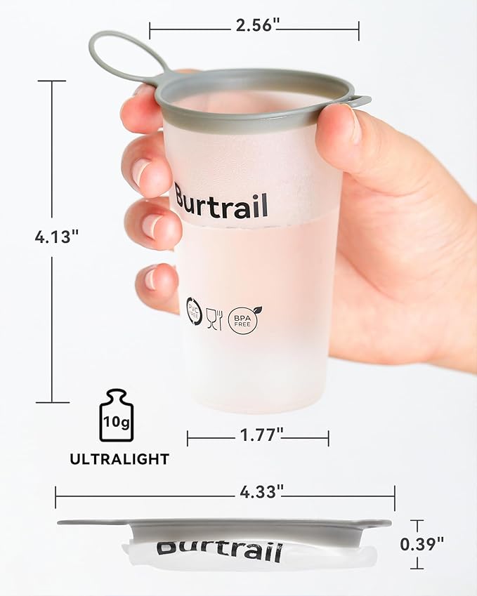 Collapsible Running Water Cup,Ultralight Reusable Cup Running for Ultramarathon,Ultrarunning,Backpacking,Camping-BPA Free,200 ml/6.8 oz-2Pack,White