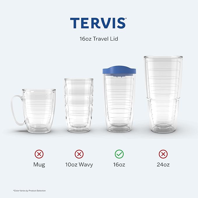 Tervis Travel Lid Made in USA Double Walled Insulated Tumbler Travel Cup Keeps Drinks Cold & Hot, Fits 16oz Tumblers, Yellow
