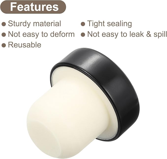uxcell 8Pcs T-shaped Stoppers, 0.79inch Dia Cork Wine Stopper Reusable Wine Bottle Corks Sealing Plug for Wine Beer Beverage Bottle Crafts, Black