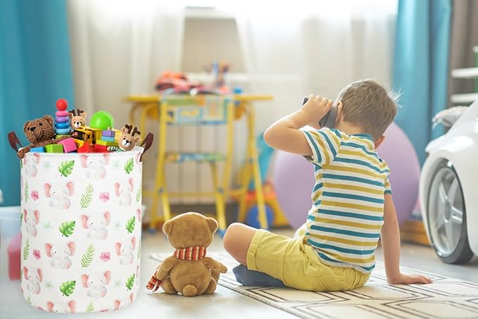 Kids Laundry Hamper,Elephant Laundry Basket Collapsible Space Storage Baskets for Home Decor,Office,Toy Organizer,(Cute elephant