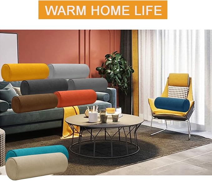 Cylinder Round Memory Foam Support Pillows 24X6 Cervical Neck Roll Pillow with Pillowcase Soft, Comfortable and Breathable for Sleeping, Chair, Car, Sofa,Travel Coffee