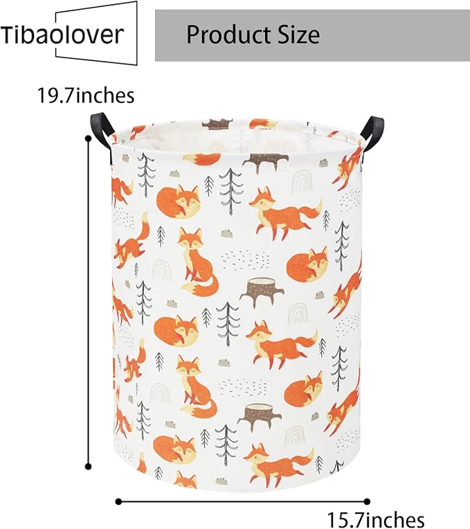 Foxes Kids Laundry Basket Baby Hamper Foxes Toy Storage Bin for Boys Room Decor Baby Nursery Hamper Gift Baskets for Bedroom Bathroom(Foxes)
