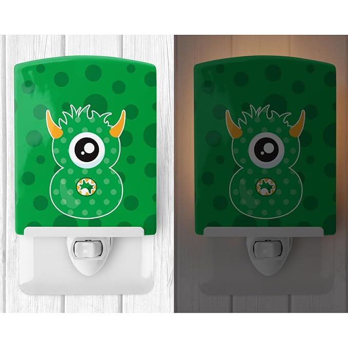 Caroline's Treasures BB8858CNL Monster Month 8 Ceramic Night Light Compact, UL-Certified, Ideal for Bedroom, Bathroom, Nursery, Hallway, Kitchen, 6x4x3, Multicolor
