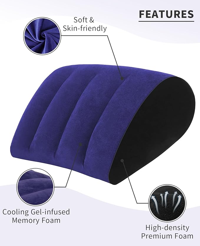 Portable Wedge Pillow Inflatable Cushion - Body Positioners for Legs and Back Support for Sleeping,Reading and Rest,Use in Bed, Travel, Camping Or Office,Fast Inflating Deflation