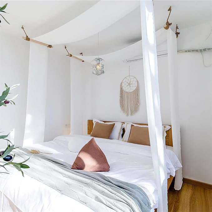 Bed Canopy for Girls 2pcs King Canopy Bed Curtains 30*228in White Tulle Canopy Bed Scarf for Queen & Full Bed,Sheer Bed Drapes,Twin Girls Canopy Bed Decor for Baby Crib,Kid Adult Beds(Not With Frame)