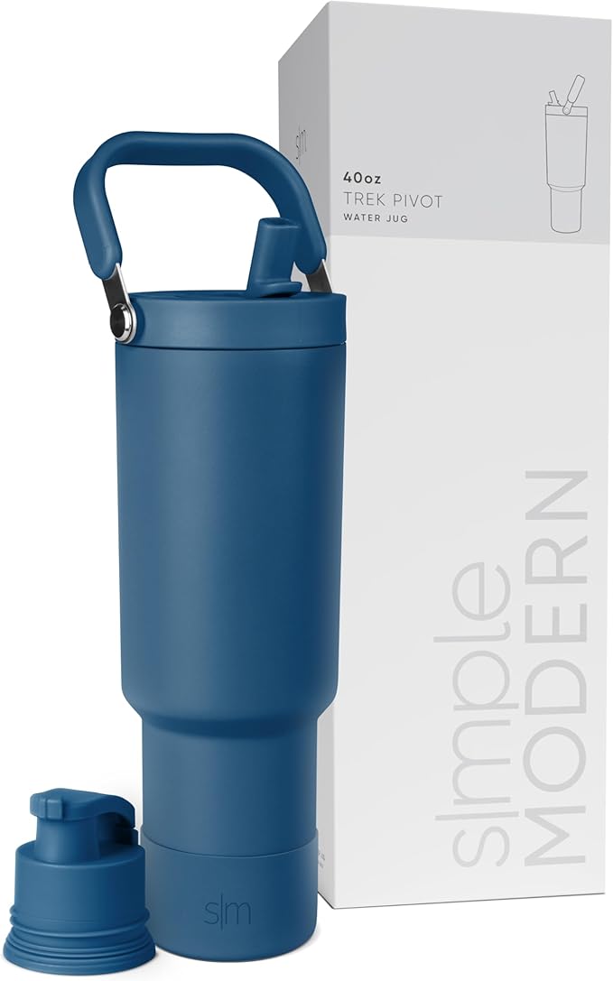 Simple Modern Trek Pivot | 40oz Flip Straw Tumbler with Handle | Water Bottle & Boot | Interchangeable Straw & Chug Lids | Insulated Stainless Steel Jug | Gym Sports Outdoors | Slumberland