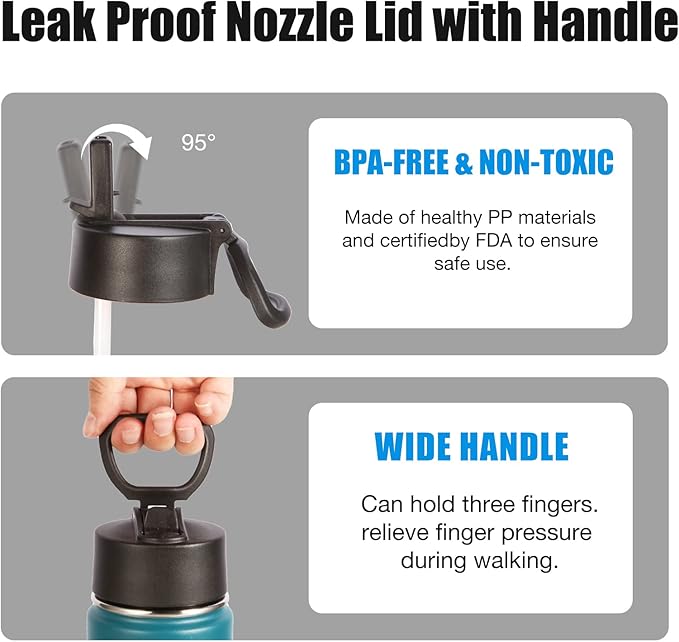 Volhoply 24oz Insulated Water Bottle With Straw Bulk 6 Pack,Metal Wide Mouth Water Bottles With Handle Keep Cold,Reusable Double Wall Thermos,Powder Coated Sport Bottle For Holder(Assorted,6 Count)