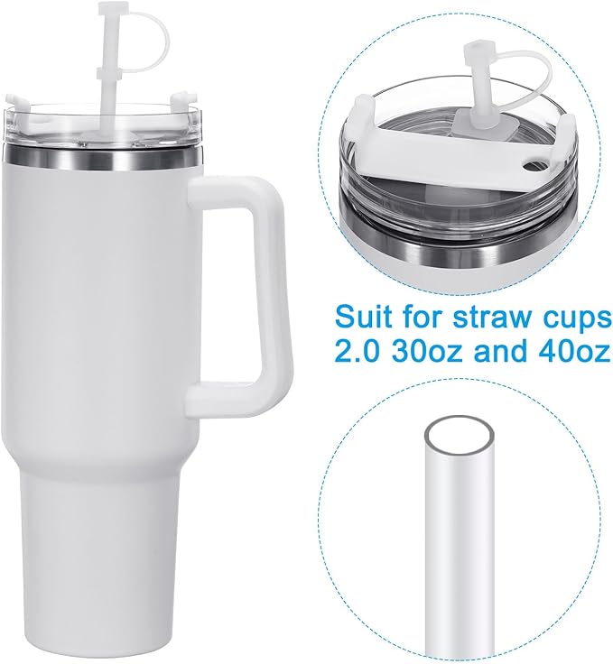 PATIKIL Silicone Spill Stopper for Straw Cup 1.0 2.0 40oz/ 30oz, Set of 9 Tumbler Accessories Including 3 Straw Cover Cap, 3 Square Spill Stopper and 3 Round Leak Stopper, Clear/Grey