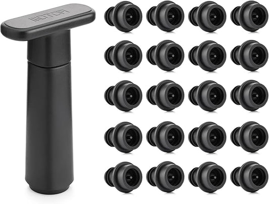 Wine Saver Vacuum Pump with 20 Stoppers, Wine Stopper, Wine Preserver, Reusable Bottle Sealer Keeps Wine Fresh