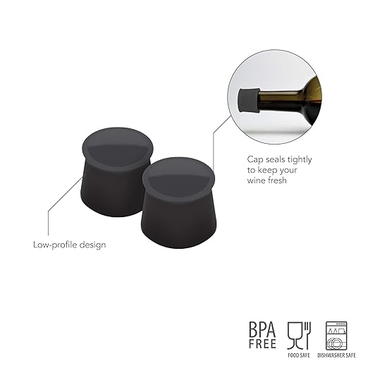 Tovolo Wine Cap, Charcoal - Set of 2