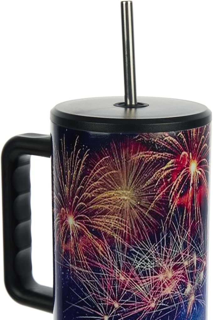 4th of July Americana Fireworks & Flags 40 Oz Stainless Steel Tumbler