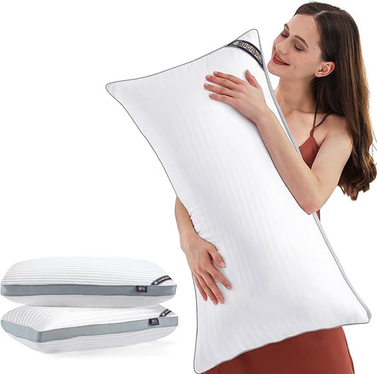 Luxury Hotel Collection Bed Pillows for Sleeping King Size Set of 2- Medium Firm Density for Back or Stomach Sleeper