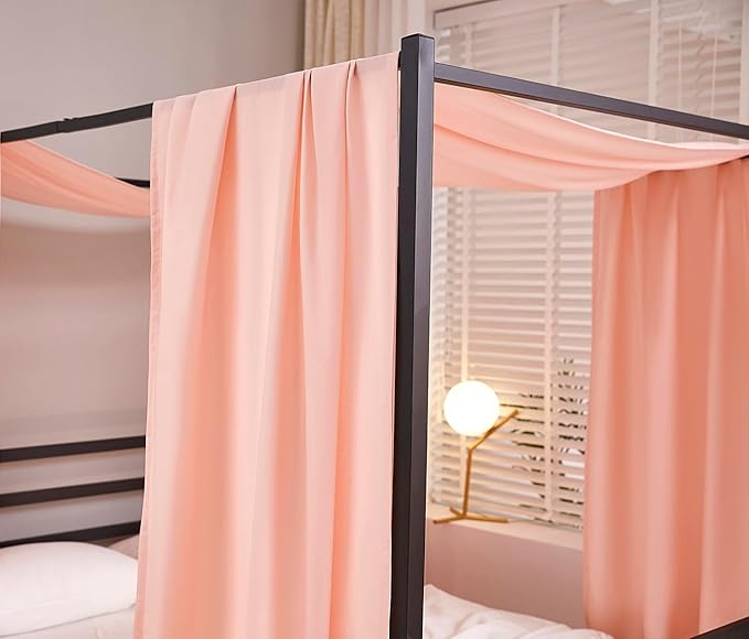 Akiky Montessori Floor Bed Canopy Curtains Linen Canopy for Kids House Bed Canopy Scarf for Toddler Adult Bed Frame Canopy Panel Nursery Room Decor (Full/Queen,Pink)