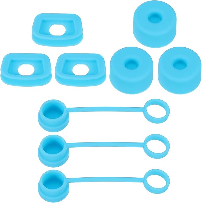 PATIKIL Silicone Spill Stopper for Straw Cup 2.0 40oz/ 30oz, Set of 9 Tumbler Accessories Including 3 Straw Cover Cap, 3 Square Spill Stopper and 3 Round Leak Stopper, Blue