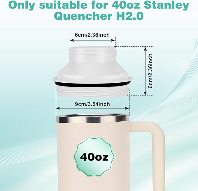 2PCS Bottle Adapter for Stanley Cup 40oz to Cirkul, Lid Cap Converter Accessories, Cirkul Stanley Adapter BPA Free Plastic, Food Grade Silicone Fits for Stanley Water Bottles(White)