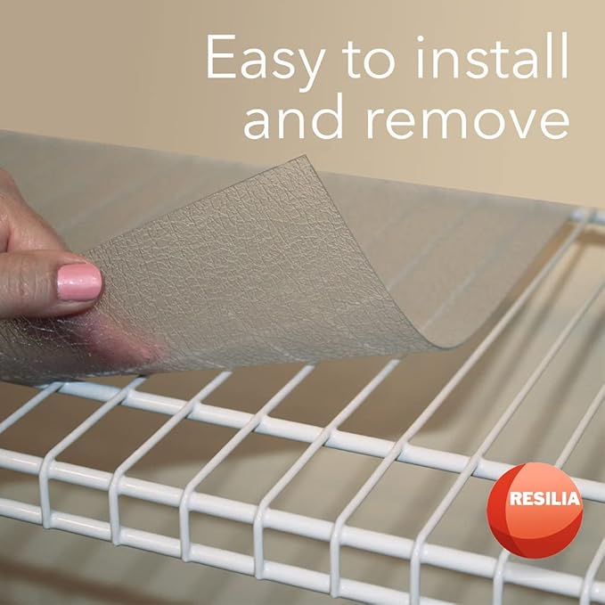 Heavy Duty Vinyl Closet Shelf Liner for Wire Racks or Shelving - for Kitchen Pantry or Cabinet Storage, Clear, 12 Inches x 25 Feet, Non-Adhesive, Waterproof, Stain-Resistant, Cut-to-Size