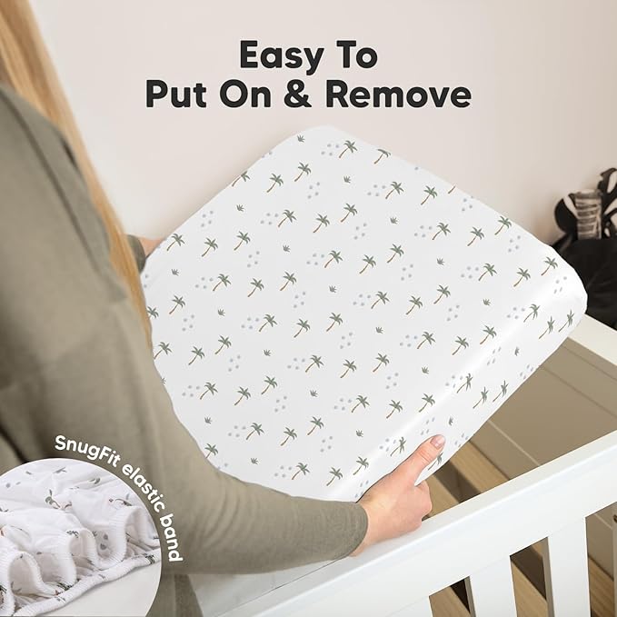 2-Pack Organic Crib Sheets for Boys, Girls - Jersey Fitted Crib Sheet, Baby Crib Sheets Neutral, Crib Mattress Sheet, Cotton Crib Sheets, Breathable Crib Sheet, Baby Mattress Sheets (Roarsome)