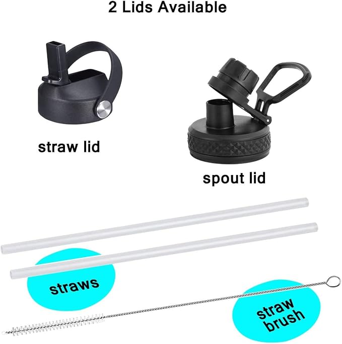 SENDESTAR Water Bottle 32oz,2 Lids(Straw lid),Wide Mouth Stainless Steel Vacuum Insulated Double Wall Keep Liquids Cold or Hot All Day,Sweat Proof Sport Design,Fit Car Cup Holder(Mint)