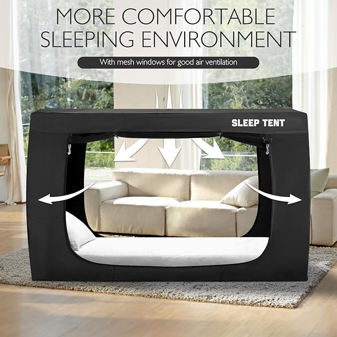Bed Tent Twin Size Blackout Privacy Indoor Bed Canopy for Adults Sleeping Tent 75% Light Breathable(Mattress Not Included)