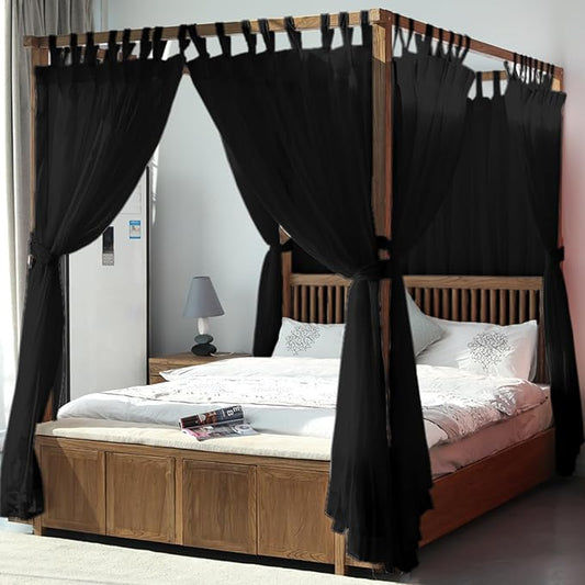 AIKASY Princess Canopy Bed Curtain with Top and Self-Adhesive Velcro, Creating a Romantic Atmosphere in The Room