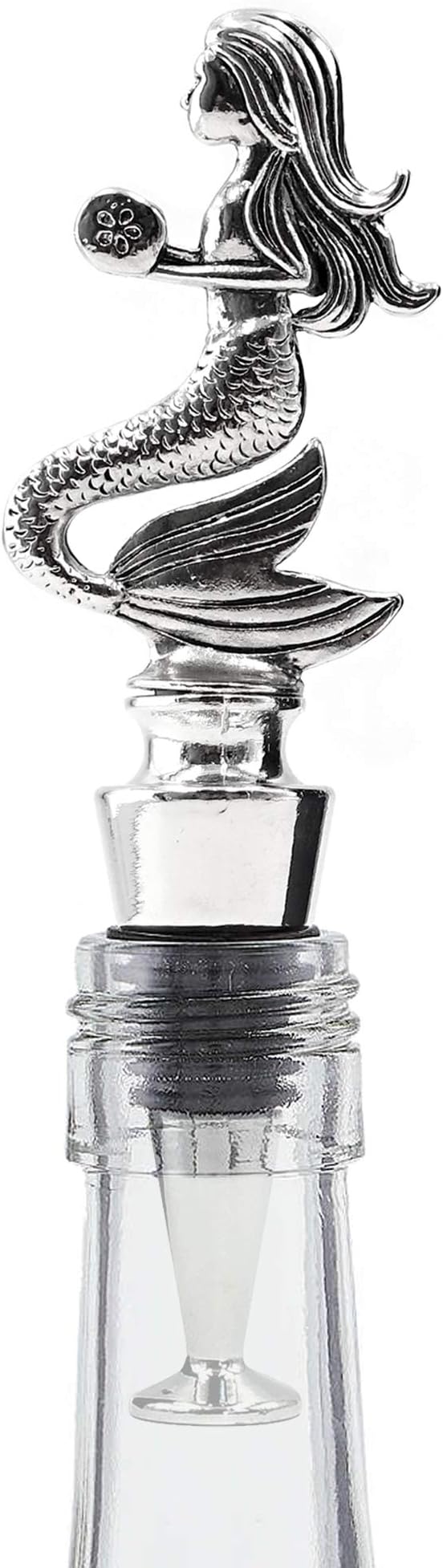 Homestia Wine Bottle Stoppers for Glass Bottles, Mermaid Bottle Stopper Reusable Wine Corks Wine Tool, Zinc-Alloy Silicone Wine Stoppers, Wine Toppers with Decors