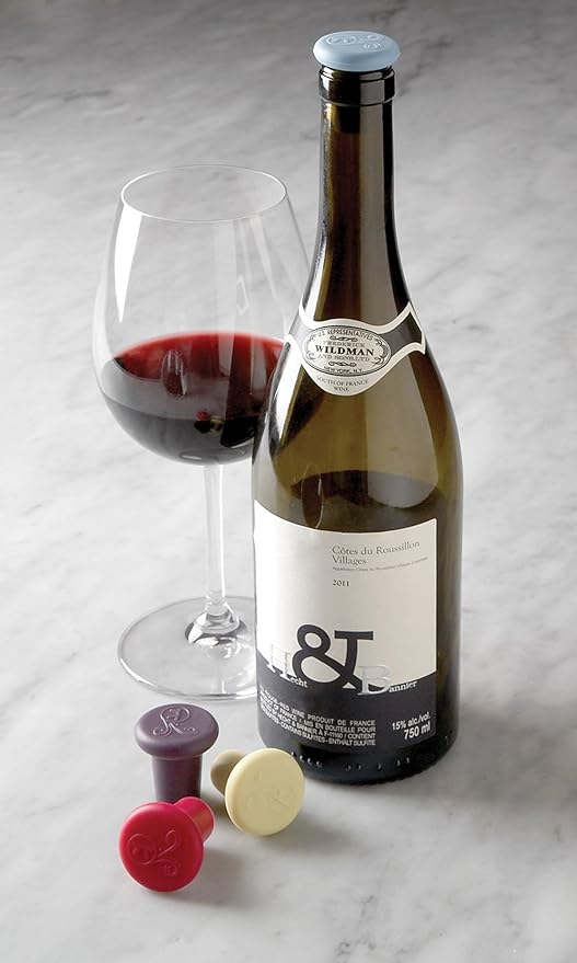 Outset B229 Silicone Wine Bottle Stoppers, Set of 4, Assorted