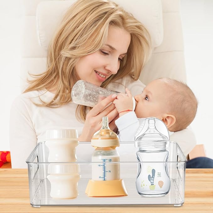 Baby Bottle Organizer Plastic Storage Center for Baby Bottles and Food Jars Baby Bottle Organizer for Cabinet, Perfect Organizer for Kitchen Cabinet, Pantry, Refrigerator, and Countertop(2 pcs)