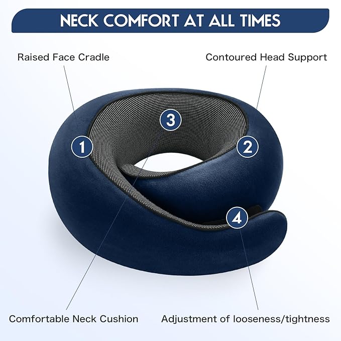 2024 New Memory Foam Travel Neck Pillow for Airplanes,Ultimate Comfort and Support, Ideal for Airplane and Car Travel ,Compact, Convenient, and Versatile Airplane Sleeping Pillow.