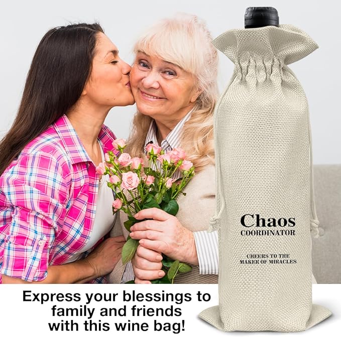Chaos Coordinator Gifts Wine Bag Thank You Gifts for Coworker Boss Manager Teacher Nurse Doctor Chaos Coordinator Wine Gift Bag