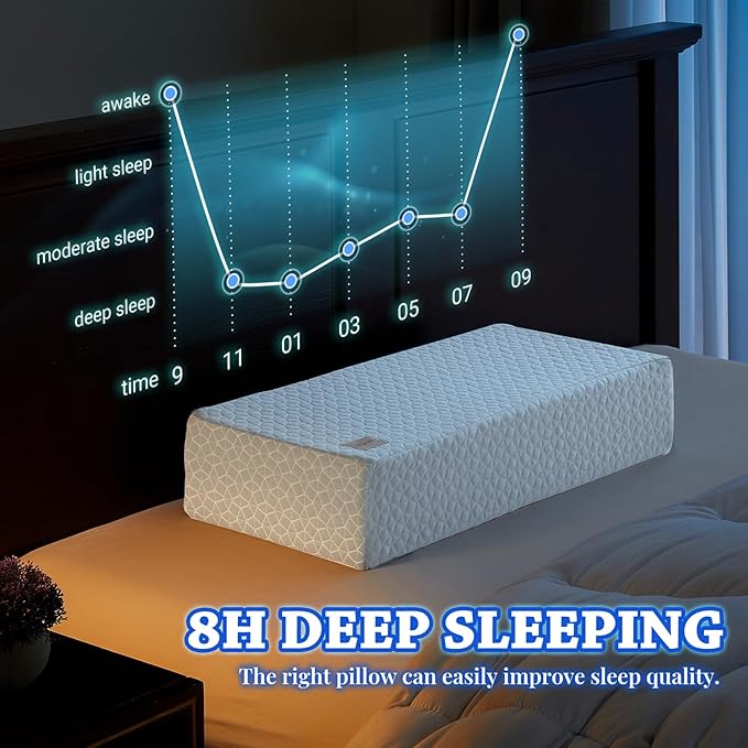 HARBOREST Ice Cube Cooling Pillow for Side Sleepers Memory Foam Side Sleeper Pillow Support Head & Neck for Pain Relief,12"x24"x5"