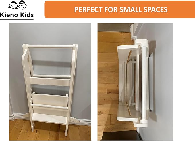 Foldable Kitchen Stool for Kids - Foldable Toddler Tower, Kitchen Stool for Toddlers, Toddler Standing Tower, Toddler Tower, Kids Stool (White)