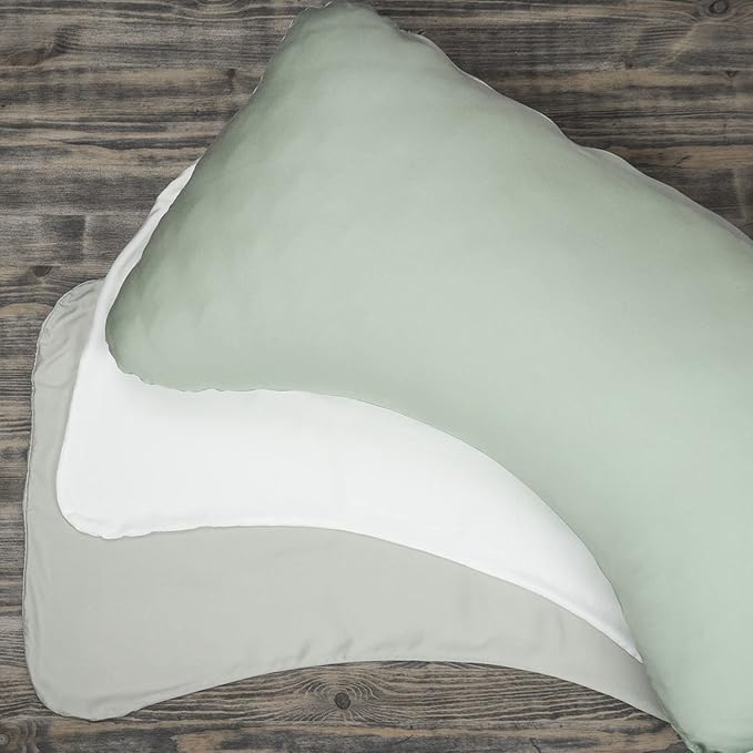 Honeydew Queen Side Pillow Case - Fits The Scrumptious and Essence Curved Pillows for Side Sleeping - Comfortable and Soft Cooling Bamboo Fabric - Queen Size (Silver Lining Grey)