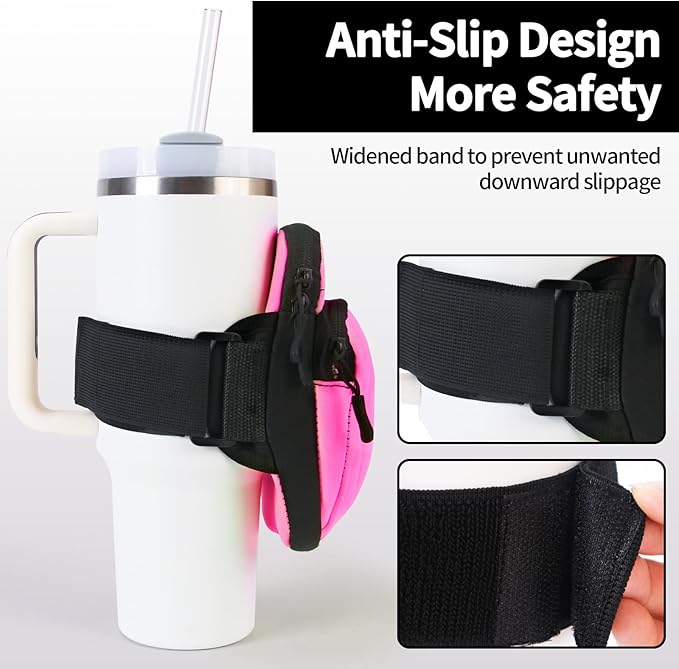 Purse Compatible with Stanley 40 oz and 30 oz Tumbler,Water Proof Purse Cup Holder with Adjustable Strap for Stanley Accessories, Multiple Pockets for Keys,Phone,Card,Rose Red