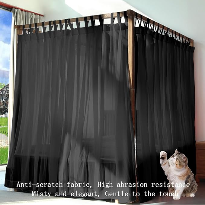 AIKASY Canopy Bed Board with Top and Self-Adhesive Velcro Strips, White Gauze Princess Bed Canopy Curtain Tent, Creating a Romantic Atmosphere in The Room(Full/Queen,Black)