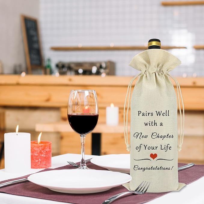 New Job Gifts Wine Bag for Women Men Pairs Well With a New Chapter of Your Life Coworker Leaving Gift Congratulation Engagement Retirement New Beginning Gift New Job Gifts for Colleague Boss Friends
