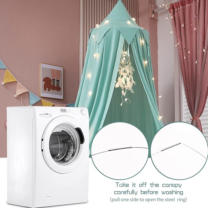 Akiky Bed Canopy with Lights &Dream Catcher Reading Nook Canopy for Kids Boys Bed Playing Tent Room Décor Extra Large Hanging Canopy(Green)