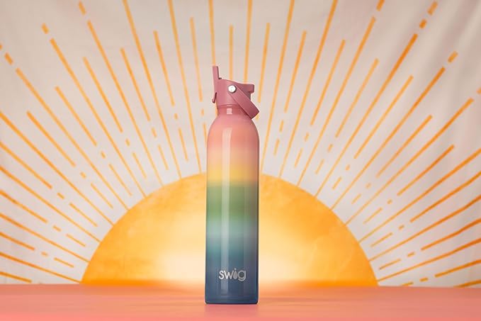 Swig Life 26oz Insulated Water Bottle with Straw & Flip + Sip Handle | Leak Proof, Dishwasher Safe, Cup Holder Friendly, Stainless Steel Water Bottle (Shell Yeah)