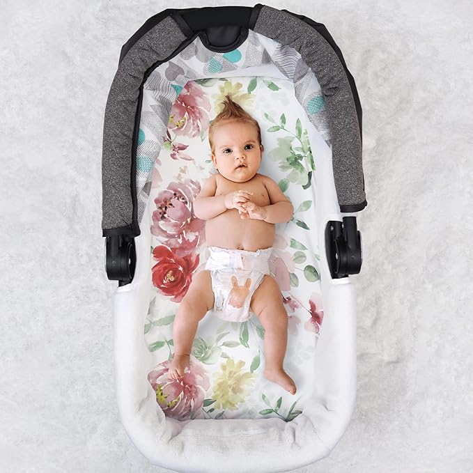 PHF Soft Bassinet Sheet Set, 2 Pack Silky Comfy Breathable Cradle Sheets for Baby Girls, Univeral Fit for Most Cradle and Bassinet Mattress, Watercolor Floral