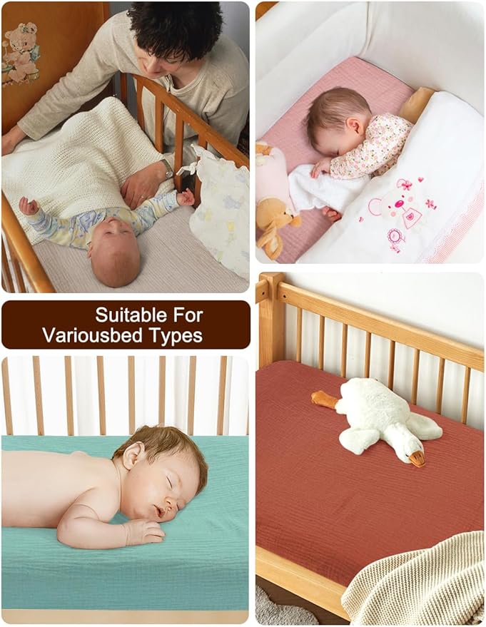 Cotton Rust Bassinet Mattress Sheets, Muslin Bassinet Sheet for Rectangle, Oval, Hourglass Bassinet Mattress, Moses Basket Sheets (46B-04)