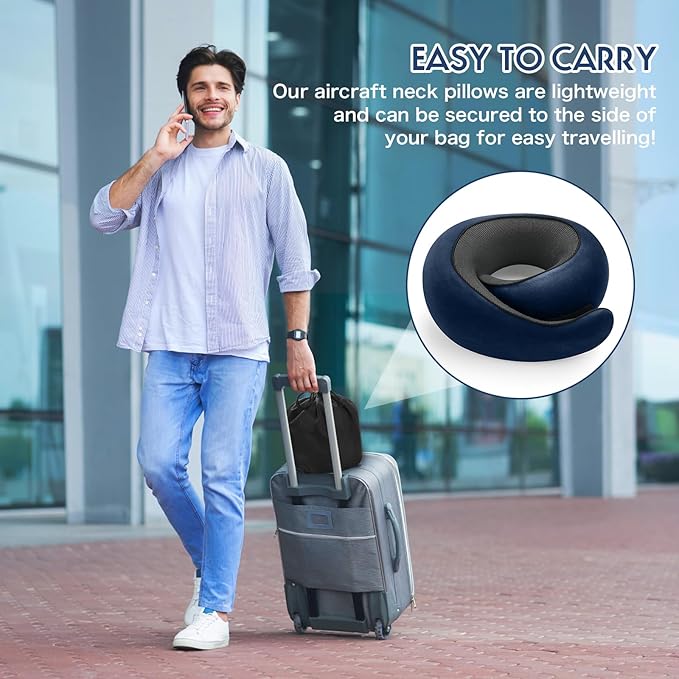 2024 New Memory Foam Travel Neck Pillow for Airplanes,Ultimate Comfort and Support, Ideal for Airplane and Car Travel ,Compact, Convenient, and Versatile Airplane Sleeping Pillow.