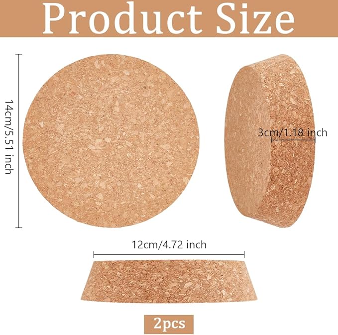 OLYCRAFT 2 Pcs Large Cork Stoppers Tapered Cork Plugs Wood Corks Lids Bottle Lids Cork Stoppers 4.7~5.5 inch Wine Bottle Stoppers Wood Jar Cork for Kitchen Wedding Favor Canning - 3cm Thick