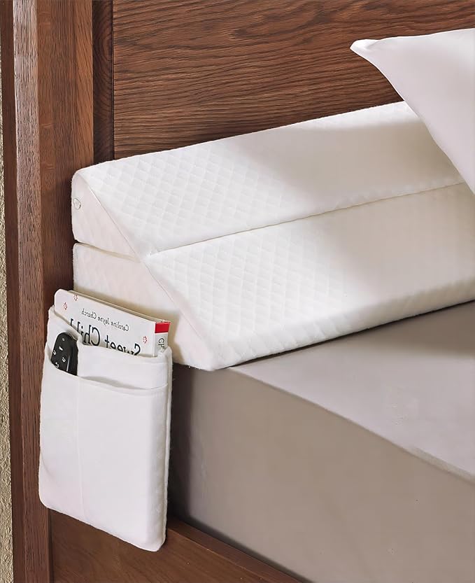Adjustable Queen Bed Wedge Pillow for Headboard Gap 0-8", 60"x10"x6" Bed Gap Filler Triangle Pillow Stopper, Fills The Gap Between Headboard and Mattress or Wall for Sleeping & Reading
